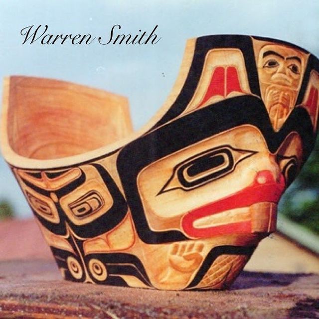 Carved and painted bowl with Haida-style formline design